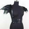 Female Victorian Gothic Natural Feather Collar Choker Shrug Shawl Shoulder Wrap Cape with Ribbon Ties for Costume Decoration