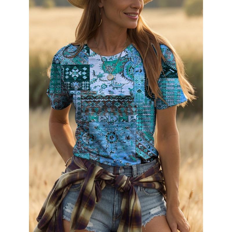 

Женская футболка с 3D-принтом, с круглым вырезом, с короткими рукавами, мягкий повседневный топ, удобная повседневная рубашка, модный принт XS