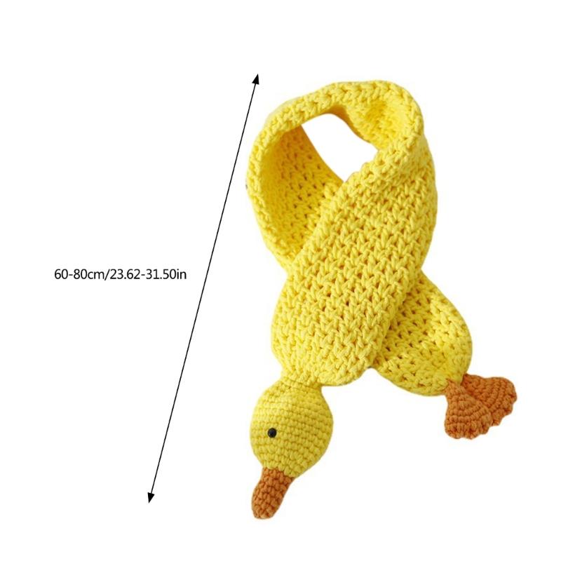 Handcrafts Cartoon Knit Scarf Cute Duck Designs Soft Woolen Scarves Wrap for Kids and Teens Winter Cozy Warm Neck Warmer