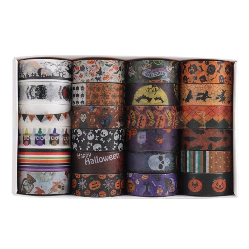 

24 Rolls Halloween Washi Tape Masking Tape Stickers Decorative Tape for Wrapping Tape Stickers Scrapbook Journal DIY Craft