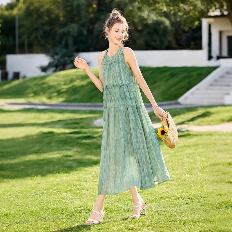 Women's Sleeveless Round Neck Resort Midi Dress