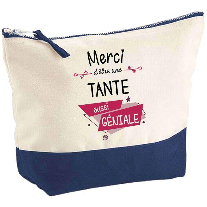 Trousse de maquillage - PLANETEE - Tante Merci Géniale - Grand format - Coton - Impression HD (Fabriqué en France)