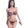 1011 new swimsuit, leopard print European and American sexy three-point halter strap ins wind bikini swimsuit bikini
