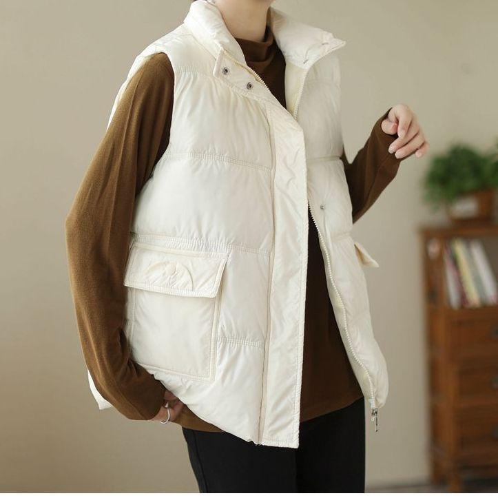 Imitation down cotton clothes vest autumn and winter new Korean version loose vest vest vest warm outside wearing vest jacket women