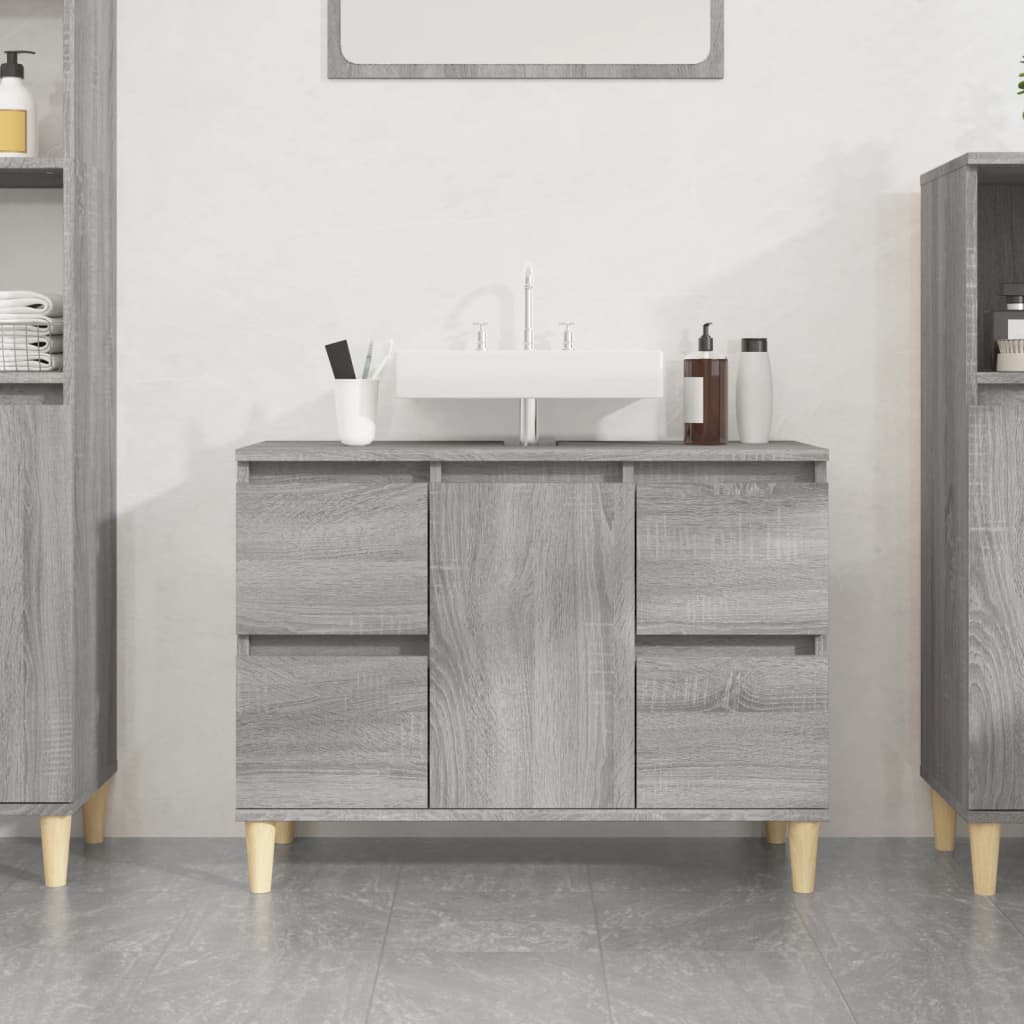 Bathroom Vanity Unit Grey Sonoma 80 X 33 X 60 Cm Particleboard
