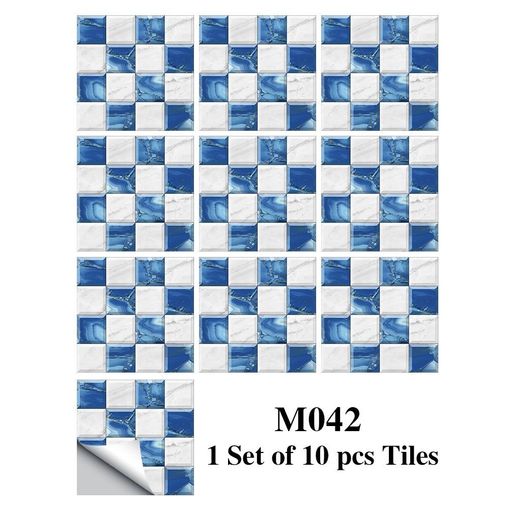 10PCS Mosaic Style Tile Simulation Stickers Self-adhesive Kitchen Waterproof PVC Wall Stickers Living Room Bathroom Decoration