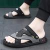 Mode Herrenschuhe Sommer Hausschuhe Ledersandalen Strandschuhe Zwei Nähte Klassische Mode Herren Indoor und Outdoor Zwei Tragevarianten Strand