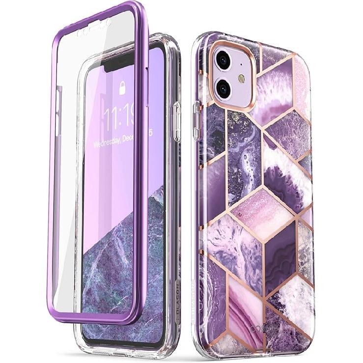 Чехол i-Blason серии Cosmo для iPhone 11 (Выпуск 2019 г.), Тонкий стильный защитный чехол на все тело со встроенной защитой экрана, фиолетовый, 6,1 Case