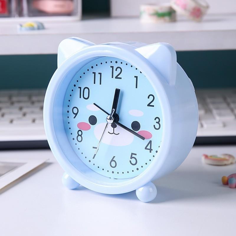 

Silent Cute Cartoon Movement Portable Alarm Clock For Modern Decoration Bedroom синий