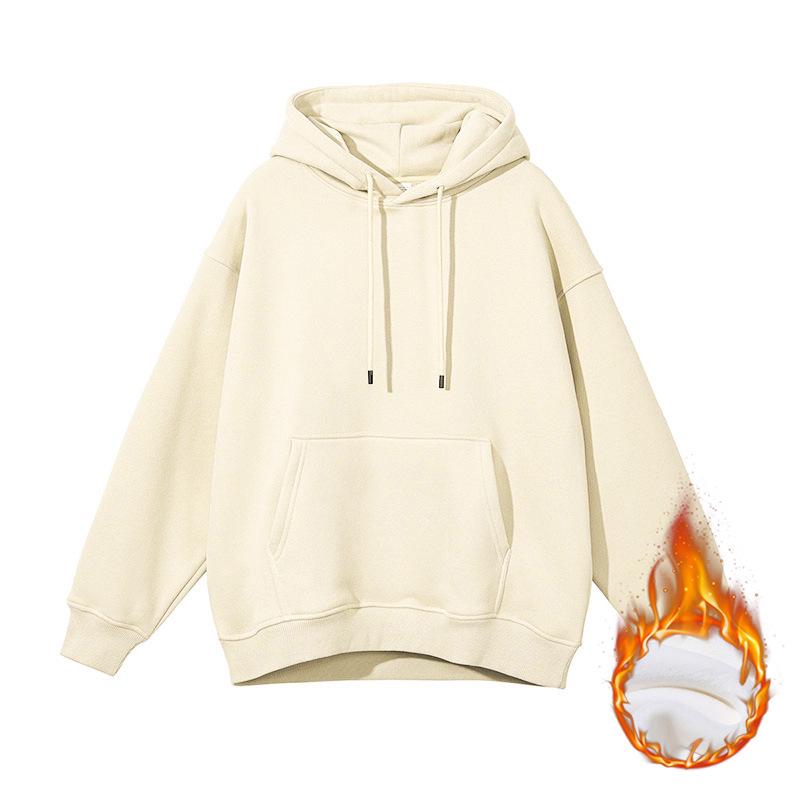 Unisex Heavyweight Hoodie: Solid Color American Street Style for Autumn/Winter