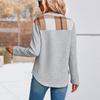 YYFS Women's Fashion Casual Plaid Print Long Sleeve POLO Neck Blouses & Shirts