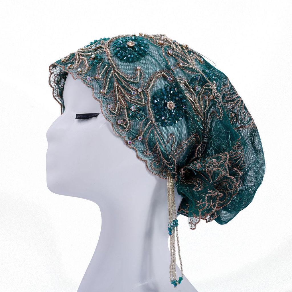 Silk Embroidered Fish Tail Cloche Hat With Tassels For Summer And Winter Wear