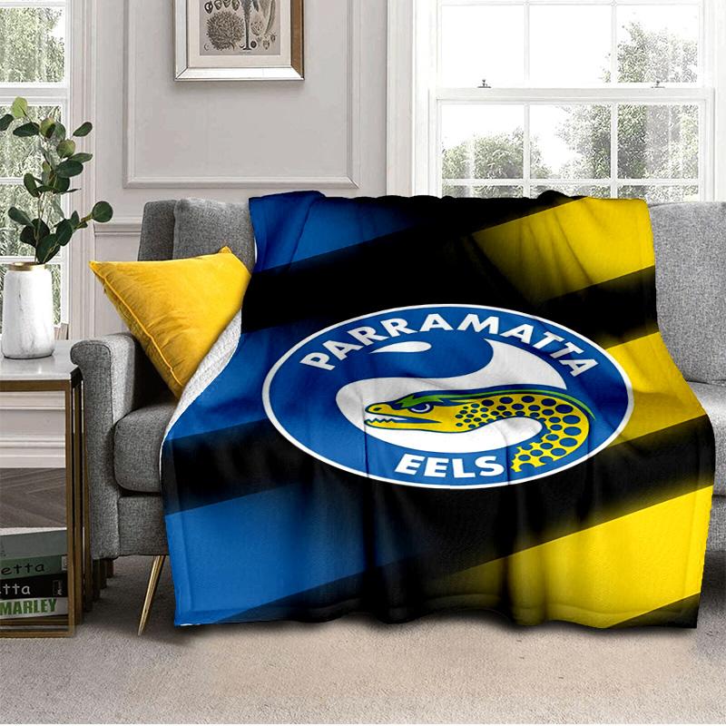 Parramatta Eels Team Crest Blanket Suitable for Sofas, Beds, Offices, And Camping - Perfect Gift for Halloween Christmas