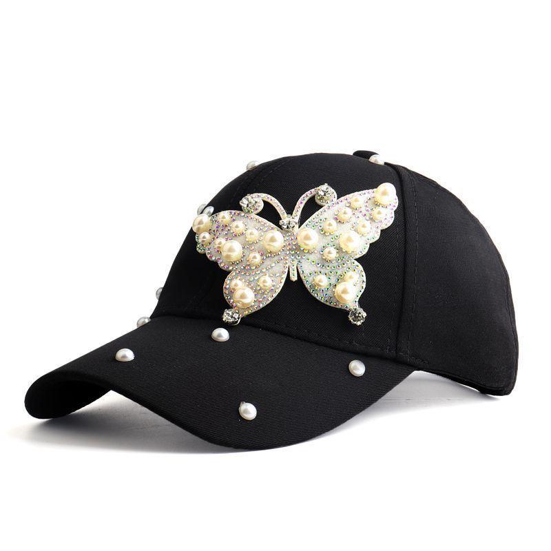 Hat butterfly new summer rhinestone sun protection sun hat versatile fashion cap baseball cap sun hat