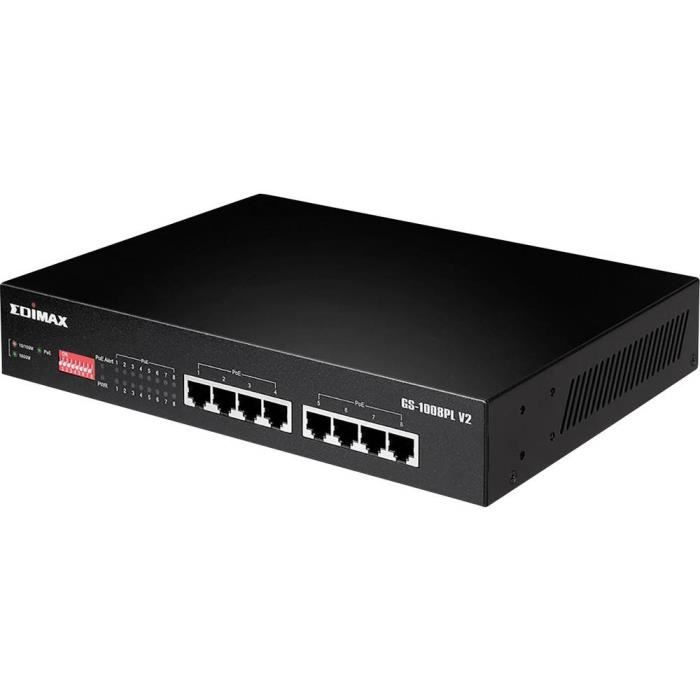 Switch réseau - EDIMAX - GS-1008PL V2 - 8 ports - Gigabit Ethernet - PoE Extend 200m