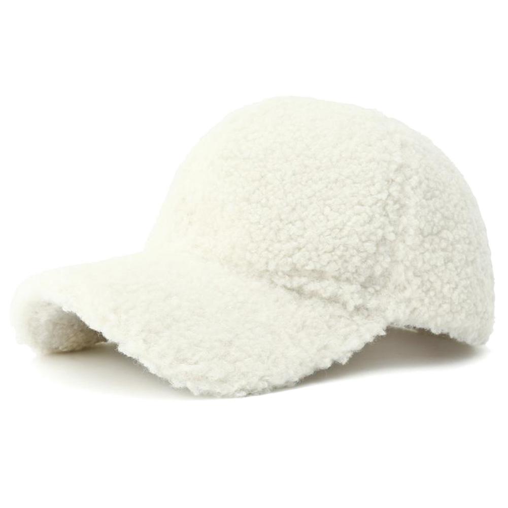 

New Solid Color Artificial Lamb Wool Baseball Cap Plush Snapback Hat Autumn Winter Keep Warm Dad Hats for Women Men Sunshade Adjustable белый