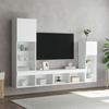 4 piece living wall unit with LED lighting white wood based material