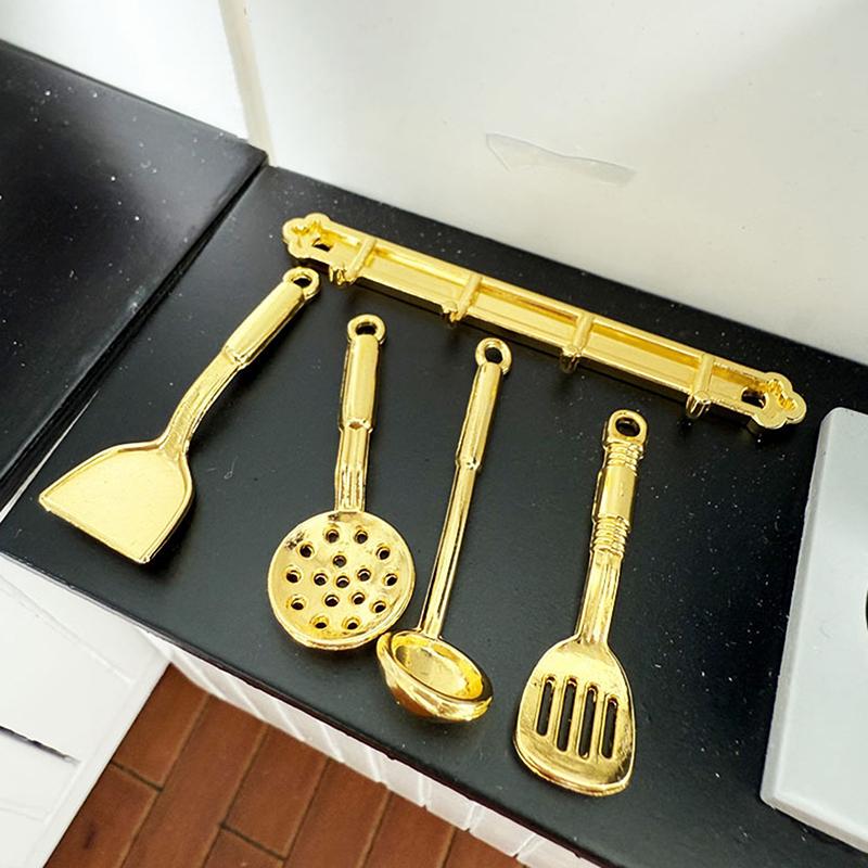 1Set 1:12 Dollhouse Miniature Spatula Slotted Spoon Kitchen Model Decor Toy Doll House Accessories