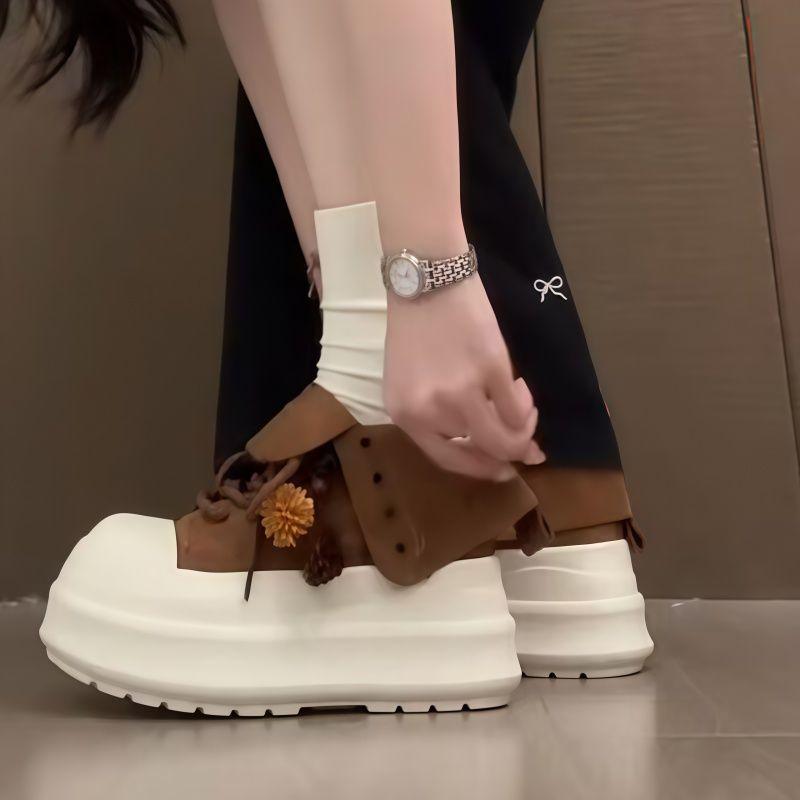 Thick-soled 22 New Lightweight Soft-soled Sports Board Shoes British Style Big Head Bread Shoes Student