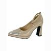 Fashion Korean Fashion High Heels Women's Block Heel 2025 Spring New Metal Square Toe Versatile Buckle Slip Shoes