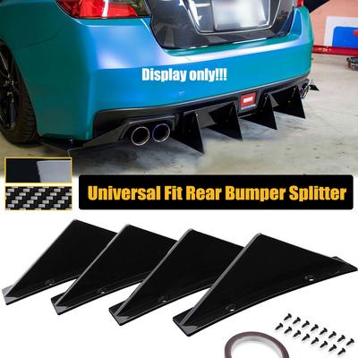 4PCS Universal For Subaru WRX STI Impreza Forester Legacy 2000-2022 Car Rear Bumper Lip Diffuser Shark Fins Spoiler