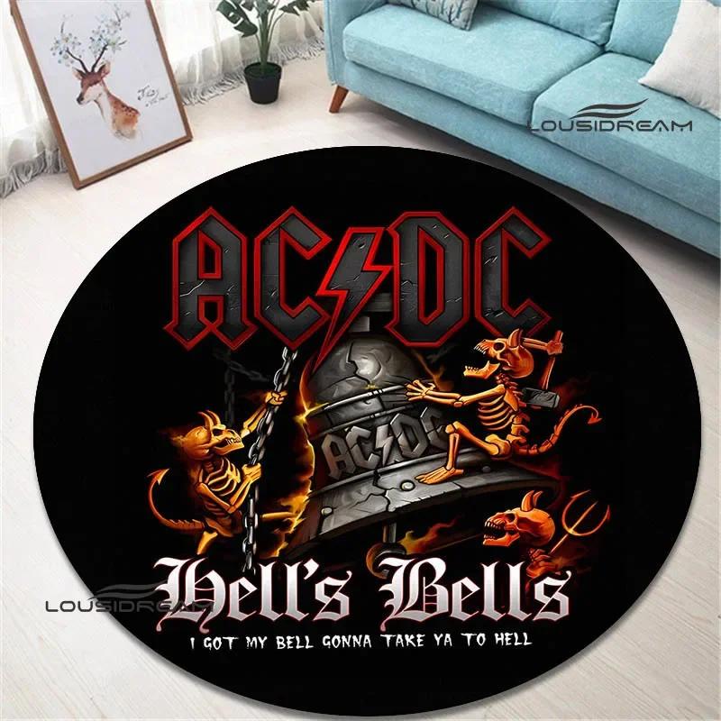 3D Rock Band AC/DC Retro Printed Round Carpet Bedroom Beautiful Carpet Non -slip Door Pad Floor Mats Area Rug Birthday Gift