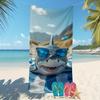 Shark Glasses Microfiber Beach Towel Absorbent Quick-Dry Ultra-Soft Polyester Blend Ideal for Swimming Bathing Travel Enhances