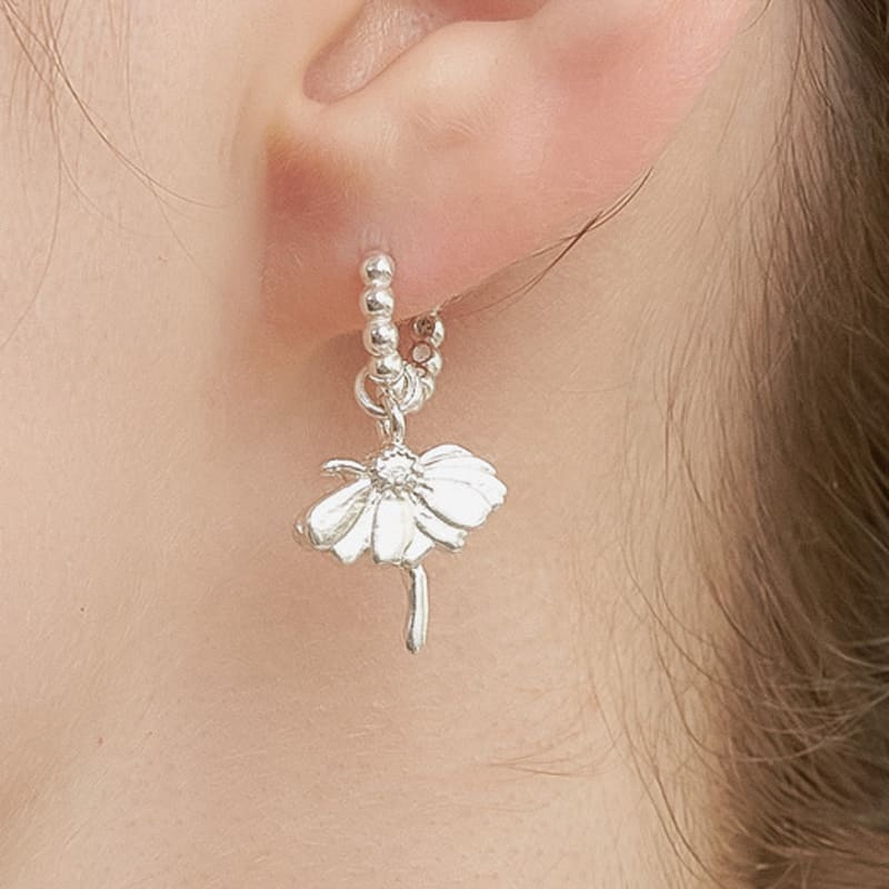

UNI.J [Cotidiano]Dots Signature Flower Silver Earring Ie407 single