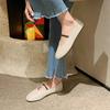 Silver Ballet Shoes Women's Flat Mary Jane Single Shoes One-word Light Mouth White Commuter Grandma Shoes