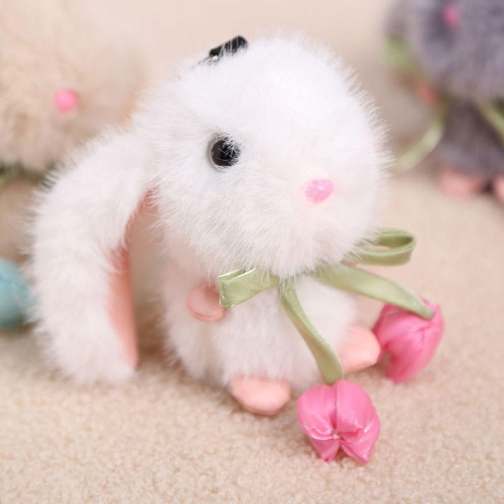 Cute Plush Doll Pendant PP Cotton Bag Charm Backpack Charm Tulip Rabbit Keychain Kids