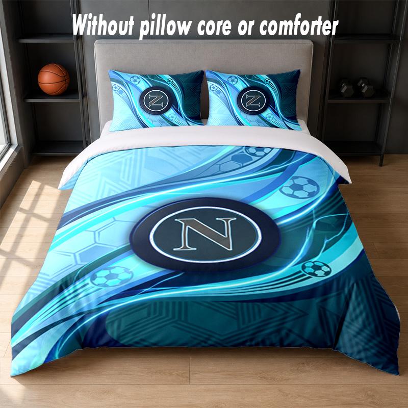 Set Biancheria da Letto Napoli FC 1 Copripiumino + 2 Federe Morbido Traspirante Biancheria da Letto per la Casa