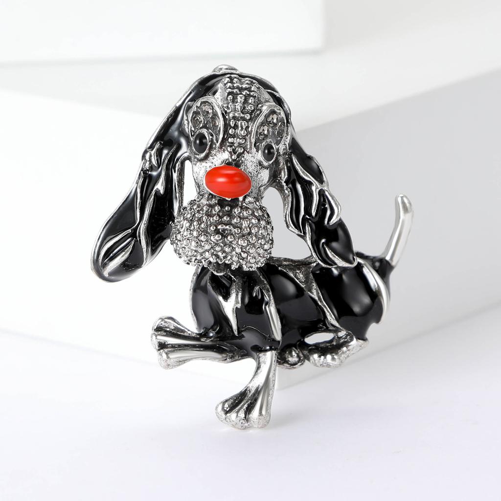 Fashion Enamel Oil Dropping Long Eared Dog Brooch Animal Pin Women'S Dress Suit Accessories Corsage