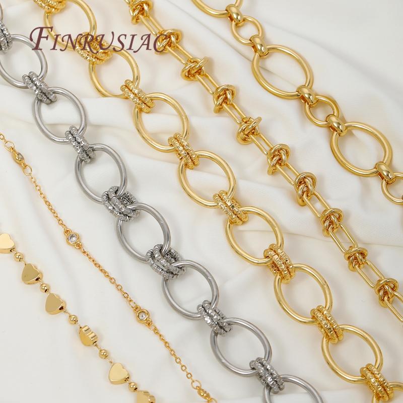 0.5-1 Meter 18K Gold Plated Brass Heart Chain,Bulk Cable Chains For Necklaces Accessories,DIY Jewelry Chains For Needlework