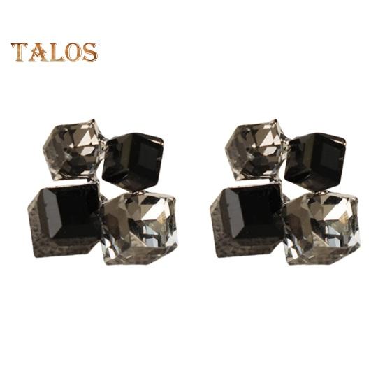 

1 пара женских серег-гвоздиков с геометрическим трехмерным квадратом из искусственного кристалла, блестящие серьги-гвоздики, ювелирные изделия в подарок чёрный