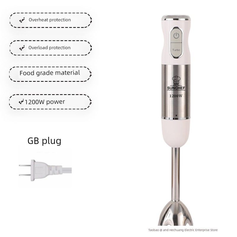 

1200W Complementary Food Hand Blender Hand-Held Electric Baking Commercial Homogenizer Minced Meat Juice Stirring Soap Mixer Single Rod 1200W