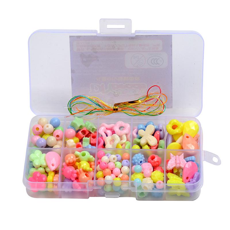 Children s DIY Beading Toy Set: 10 Grids for Bracelet & Necklace Crafting