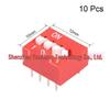 10PCS 2.54mm Red/Blue 4-Position DIP Switch, Straight Flat Slide, 5 per Group