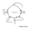 Vintage-Inspired Rhinestone Pendant Charm Bracelet Women 18K Gold Plated Titanium Steel Hypoallergenic Fade-Resistant