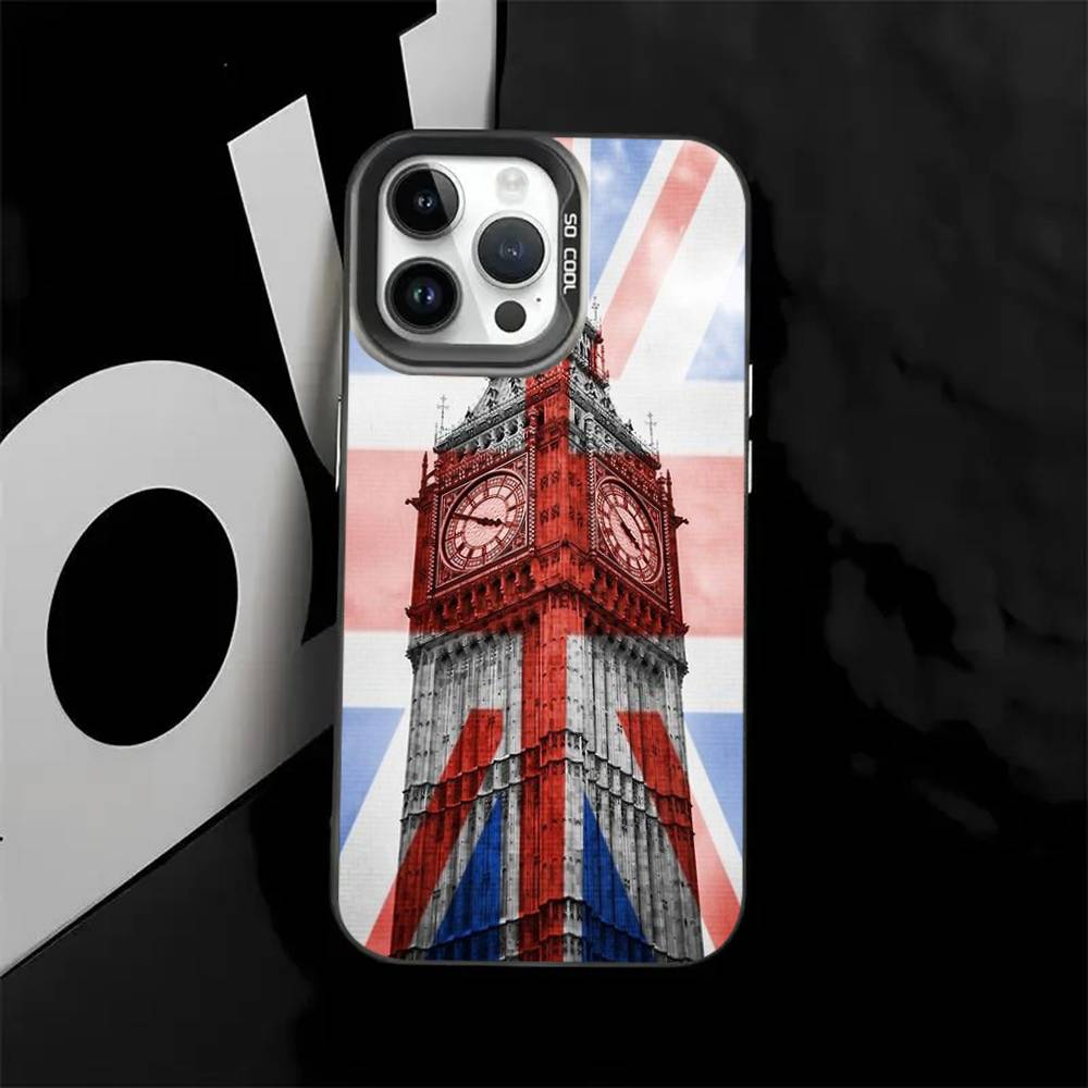 USA & UK Flaggen Hülle für iPhone 17Air 16 15 14 13 12 11 Pro Max X XS XR Plus Bunte Silberne Handyhülle