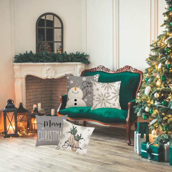 Christmas Pillowcase Set 4 Pcs Decorative 45X45 [Pillowcase3]