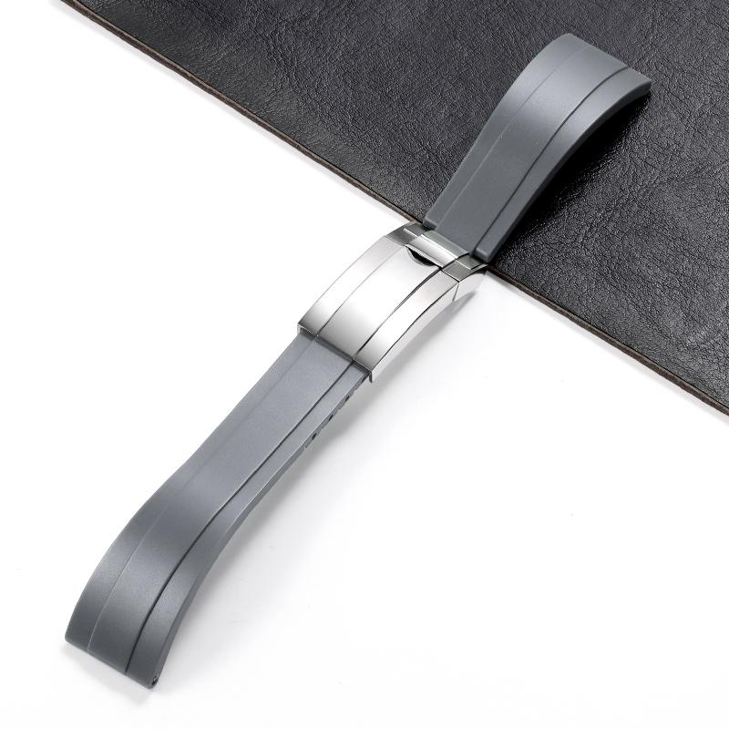 20mm for Rolex Rubber Band Watch GMT Daytona Submariner Silicone Waterproof Curved End Replacement Sport Watchband Fold Buckle