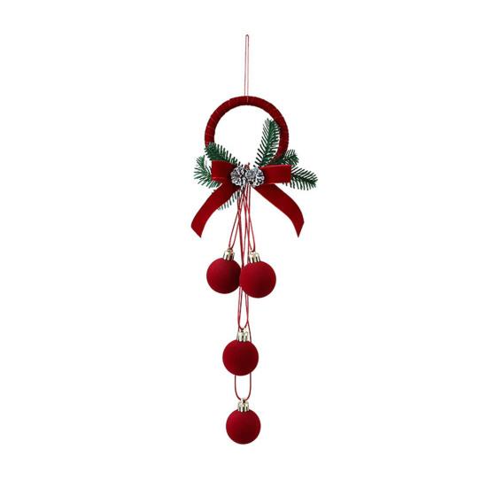 Christmas Red Bell Ornament Plastic Velvet Flocked Bell Ball Tree Ornament for Holiday Window Shop Home Decoration
