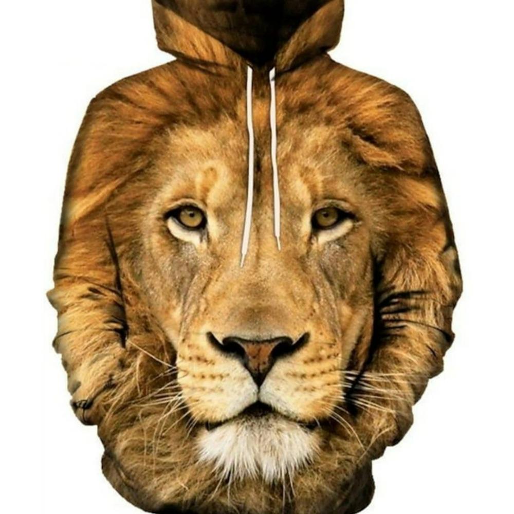 Moletom Masculino Estampado Animal 3D Moda Casual Outono Manga Longa Pulôver Mulher Exterior Rua