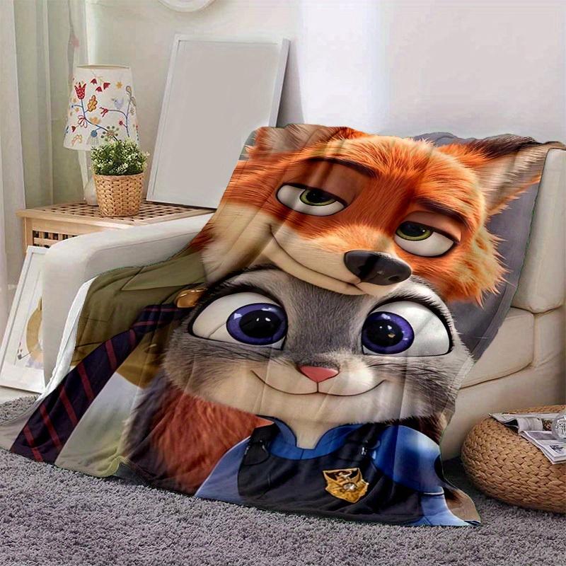 

1 шт., Плед с персонажами мультфильма «Зверополис»: Лис и Кролик, Декор для дома, Плед на диван, Плед для улицы, Подарок для друзей, Мягкий покрывало Подходит 80x120cm