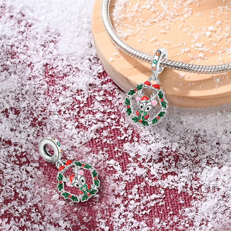 Christmas Charms Creative Santa Claus Christmas Tree Red Socks Boots Copper Beads Diy Bracelets Jewelry For Women