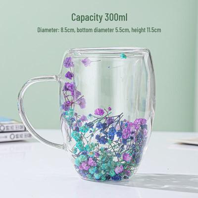 "Elegant 10oz Double-Layer Glass Cup for Coffee or Water, Creative and High-Value Design"