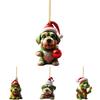 Grinch Stole Christ Green Puppy Pattern Acrylic Pendant Christmas Decor Prop For Holiday Vehicle Decor