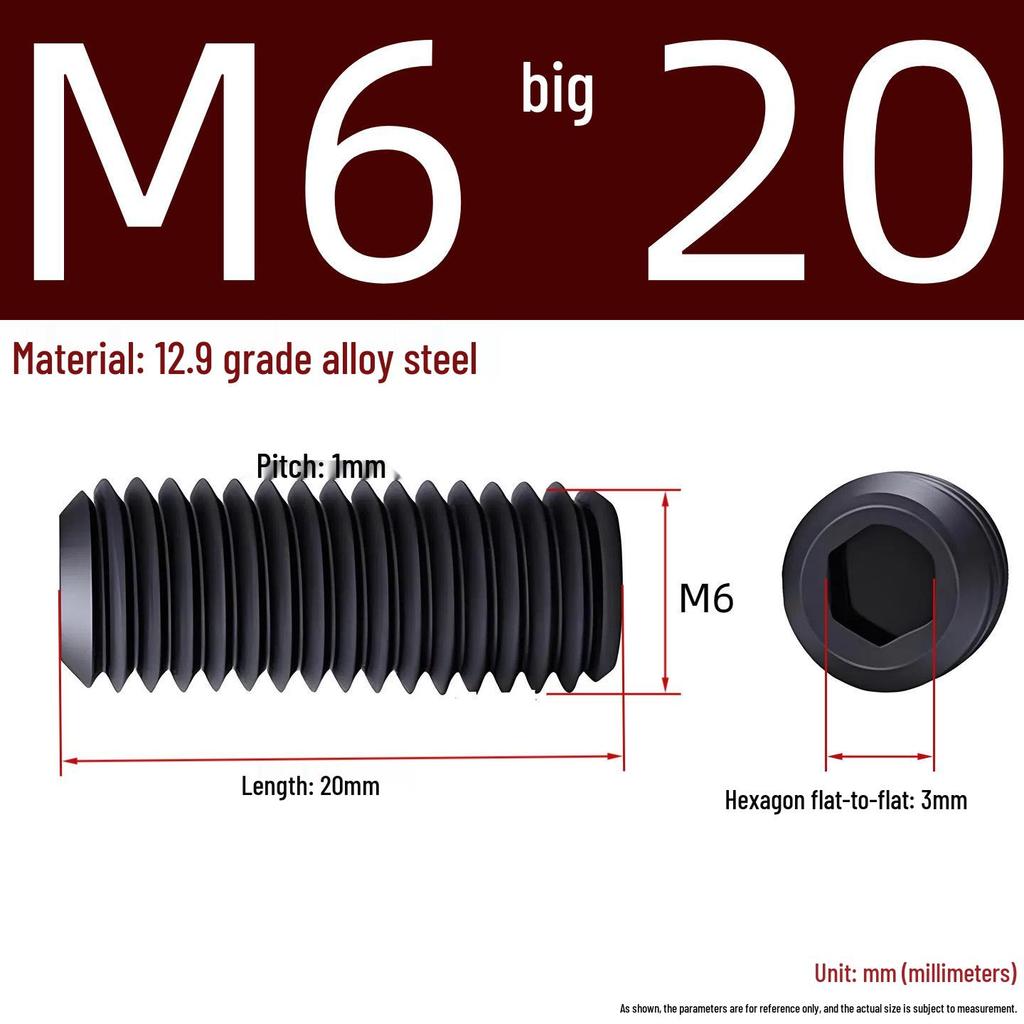 Grade 12.9 Hex Socket Headless Set Screw (M3-M16)
