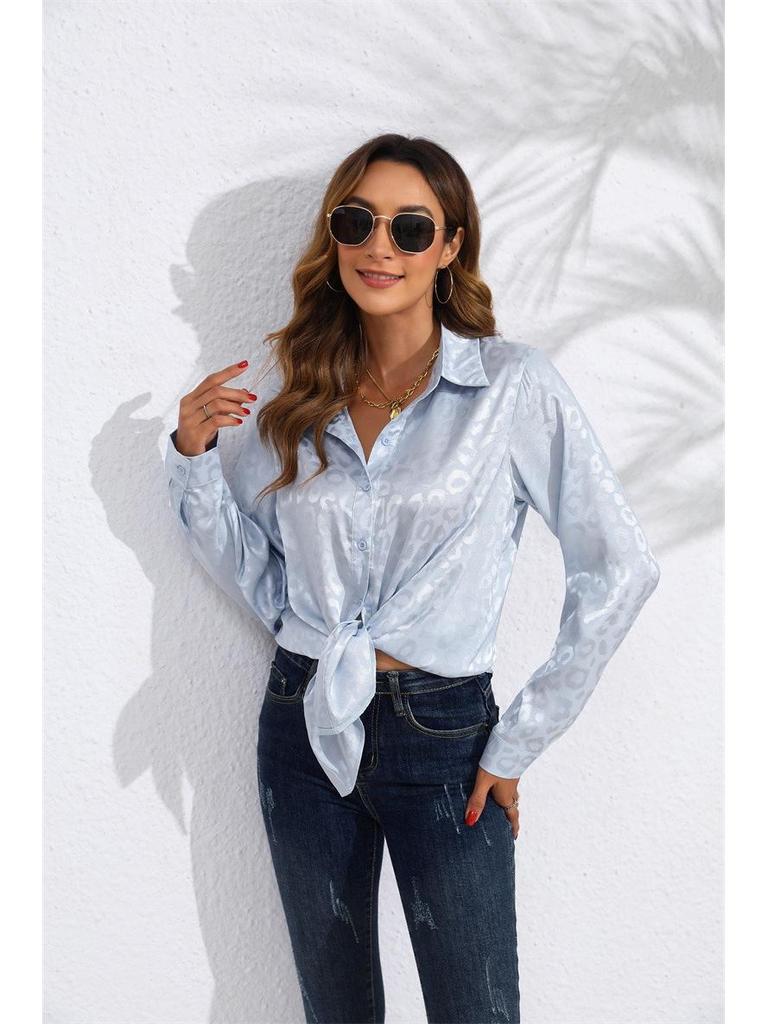 2026 Spring/Summer Leopard Jacquard Button-Up Lapel Shirt