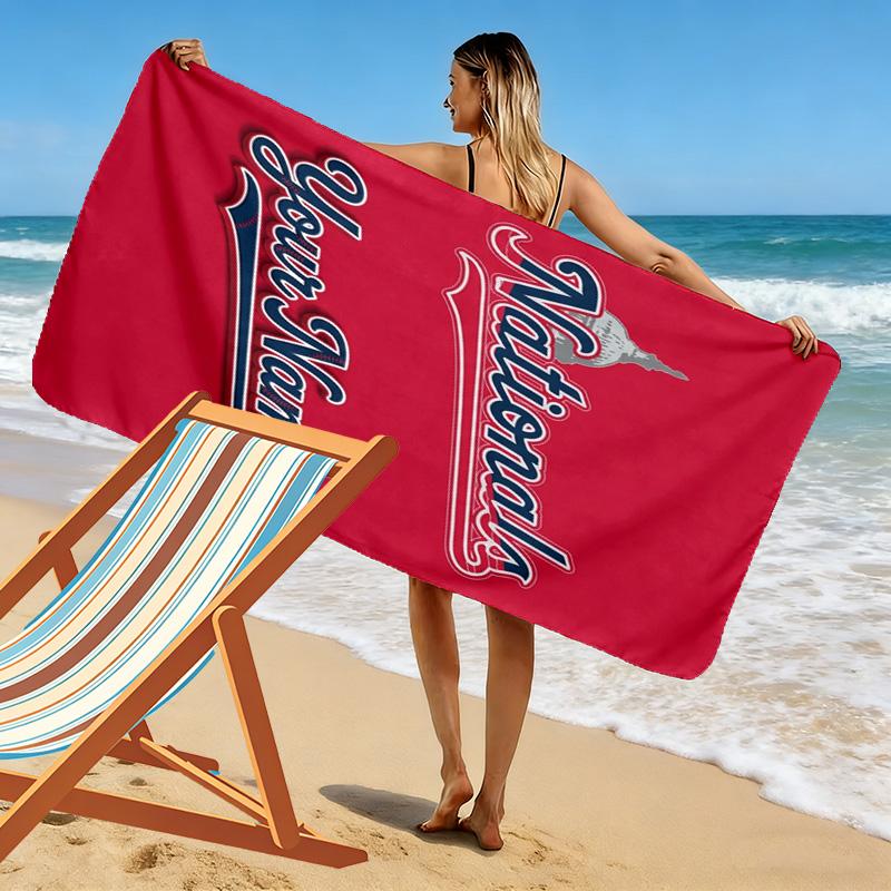 Name Custom Washington Nationals Print Beach Towel, Large Soft Quick Dry Towel for Beach Camping Swimming